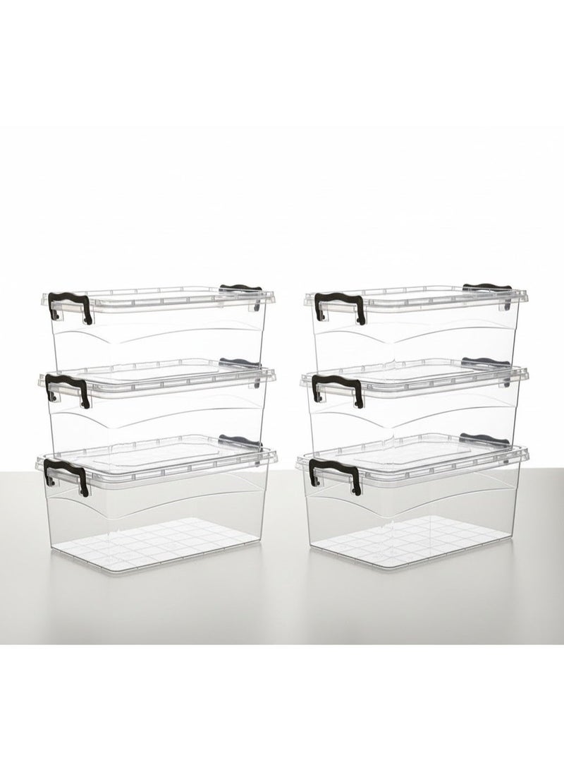 favilla 2L Food Storage Container for Refrigerator – Clear Plastic with Airtight Lid – 2L 6 Pieces - Image 1